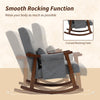 Modern High Back Rocking Chair with Solid Wood Legs, Grey
