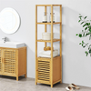 140cm Tall Bathroom Cabinet Freestanding Storage Unit w/ 3 Shelves Slim Cupboard