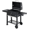 Large Rectangular Adjustable Charcoal BBQ Grill Garden Barbecue Trolley Wheels