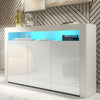 TV Unit | 155cm Sideboard | Cabinet | Cupboard | White High Gloss Doors Free LED
