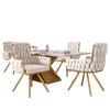 Swivel Dining Chairs Set of 4 Velvet Padded Seat Chair with Backrest & Metal Leg