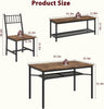Dining Table Set for 4,Rectangular Table with Upholstered Chairs& Storage Benche