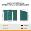 4x8 FT Flat Roof Steel Storage Shed, Pre-drilled Steel Panels, Outdoor Tool Shed