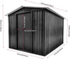 8 x 6ft Garden Storage Shed Outdoor Metal Garden Sheds with Sliding Door GREY