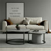 Round Nesting Coffee Table Set of 2 Solid Marble Grey Side End Desk Accent Table