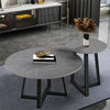2Pcs Round Nesting Coffee Table Grey Marble End Side Tables Furniture Cross Legs