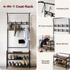 Hall Tree Coat Rack w/Bench,Storage Shelf,8Hooks,Freestanding Entryway Organiser