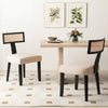 Set of 2 Dining Chairs with Curved Rattan Backrests Padded Seat Cushions