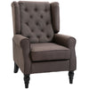 Retro Accent Chair Wingback Armchair with Wood Frame for Living Room Dark Grey