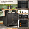 Kitchen Island on Wheels Rolling Storage Trolley with Extendable Worktop, Black
