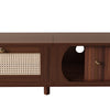 Solid Wood & Rattan TV Stand - Natural Style Cabinet with Doors & Drawers UK