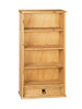 Corona DVD Rack 1 Drawer Bookcase Storage - Mexican Solid Pine, Waxed Distressed