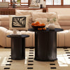 40CM/60CM Coffee Table Round Wood Side Table Sets With Hidden Storage Walnut