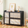 3 Rattan Doors Bamboo Shoe Cabinet Storage Cupboard Hallway Footwear Stand Rack