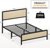 Double Size Wood Bed Frame with Headboard Footboard Strong Metal Slats Support