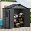 Plastic Sheds Outdoor Garden Shed 8x4FT Wood Grain Utility Tool Storage House