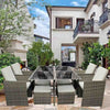 Rattan Garden Sofa Furniture Set Table Chair Stool 8 Seater Outdoor Patio Grey