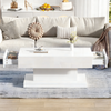 Modern Coffee Table White High Gloss w/ App Controlled LED Lights & 2 Drawers