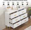 6 Drawer Dresser Modern Wooden Dresser with Gold Handle Chest of Drawers Storage