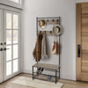 Coat Rack Stand with Shoe Storage Bench 9 Hooks Rustic 2 Colours Entrance Hall