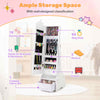 Kids Jewelry Cabinet Standing Children Jewelry Organizer w/Drawer-White