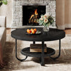 Round Coffee Table, 80cm Industrial Wood Circle Center Table for Living Room