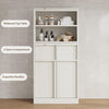 Bathroom Cabinet,51" Freestanding Storage Unit w/Doors&2-Drawer,White/Black/Gray