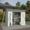 Garden Shed Pent Roof 4X8FT Metal Free Foundation Base Storage House Grey