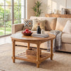80cm Round Coffee Table 2-Tier Modern Wooden Accent Center Table for Living Room