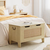 Storage Chest Rattan Toy Chest Wood Storage Bench w/ Safety Hinge Storage Trunk