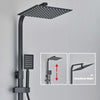 Black Bathroom Thermostatic Exposed Shower Mixer Twin head Large Square Bar Set