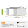 Large 14x8ft Metal Garden Storage Shed Lockable Door Grey Tool Storage Box