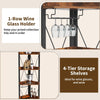 Industrial Corner Bar Cabinet, 4 Tier Freestanding Rack with Glass Holder
