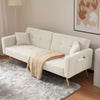 Fabric Sofa Bed Love Seat Sofa Settee Couch with Metal Legs & Cushions White