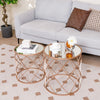 Set of 2 Modern Space Saving Side Table Stackable Round End Table W/Mirrored Top