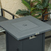 Square Propane Fire Pit Table 40000 BTU Gas Firepit w/ Lava Rocks and Lid