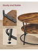 2-Tier Round Coffee Table with Storage Shelves, Industrial Wooden Center Table
