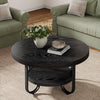 Round Coffee Table, 80cm Industrial Wood Circle Center Table for Living Room