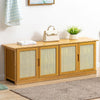 Sittable Shoe Cabinet Storage Cupboard Footwear Stand Rack Wooden 4 Rattan Doors