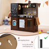 Wooden Play Kitchen Kids Pretend Play Toy w/Microwave Ice Make-Brown