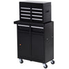 2 in 1 Metal Tool Cabinet Cart Storage Box Cabinet w/ 5 Drawers Pegboard Chest
