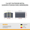 12x10 FT Steel Storage Shed, Pre-drilled Steel Panel Outdoor Tool Shed