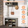 Gray Hall Tree with Padded Seat,Coat Rack & 9 Storage Cubbies,Shoe Storage Bench
