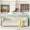 Daybed 3ft Single Linen Upholstered Bed Guest Bed Sofa Bed with Trundle Beige