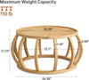 Solid Wood Coffee Table, 31.5-Inch Round Center Table with Curved Frame Base