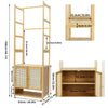 Heavy Duty Vertical Bamboo Garment Coat Rack Stand Shoe Shelf Entryway Corner