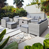 Oseasons Acorn Deluxe Rattan 10 Seat Rising Firepit Garden Sofa Set Grey