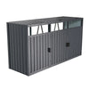 Dark Grey Galvanized Steel Outdoor Storage Shed with Multiple Doors