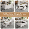 White Lift-Top Coffee Table with 2 Doors & Hidden Storage, Rectangular Table