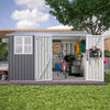 Garden Shed 10x10FT Steel Apex Tool Equipment Organize W/Window Door Grey